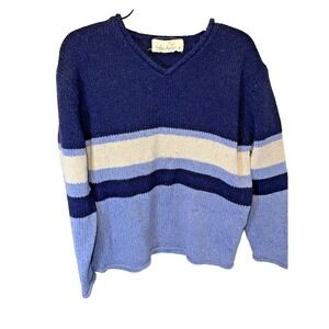 Vintage Irelands Eye Silk/Lambswool Sweater Womens Size Small* Blue Cream
